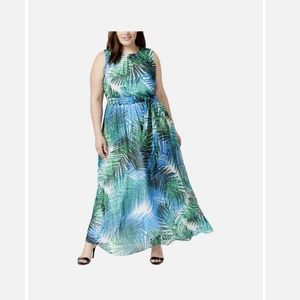 Calvin Klein Dress Tropical Palm pattern 18w